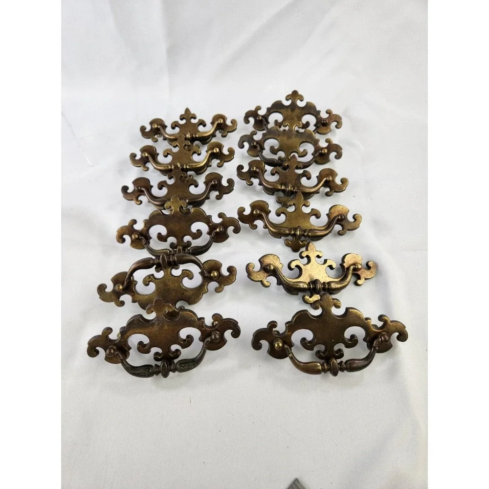 12 VINTAGE Keeler Brass Co KBC Chippendale Batwing Drawer Handles Pulls 2278